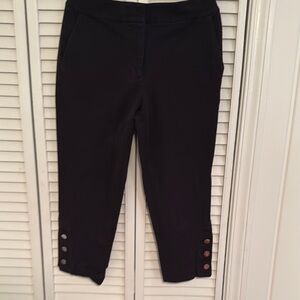 Kate Spade Women's Black Cropped Pants with Button Detail